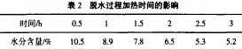 脱水过程加热时间的影响